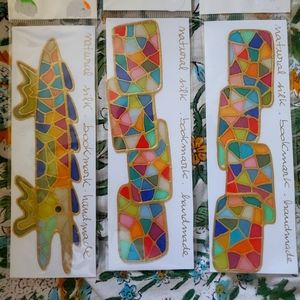 (3) Natural Silk Bookmarks; Handmade, Beautiful